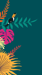 Colorful tropical toucan iPhone wallpaper, green design © Rawpixel.com