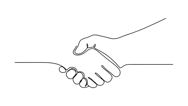 minimalist continuous line drawing of handshake isolated on white background modern one line illustration representing partnership trust agreement business cooperation and unity