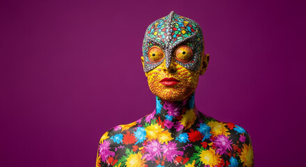 Vibrant Chameleon Body Art: A Study in Color and Transformation © Imaginarium_photos
