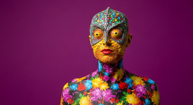 Vibrant Chameleon Body Art: A Study in Color and Transformation