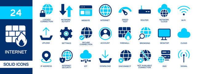 Fototapeta premium 24 internet icons clip art illustration for graphic design