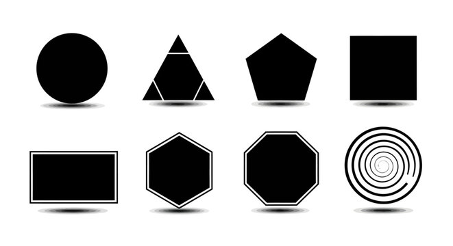 Geometric Shapes Collection: Circle, Triangle, Pentagon, Square, Rectangle, Hexagon, Octagon, Spiral