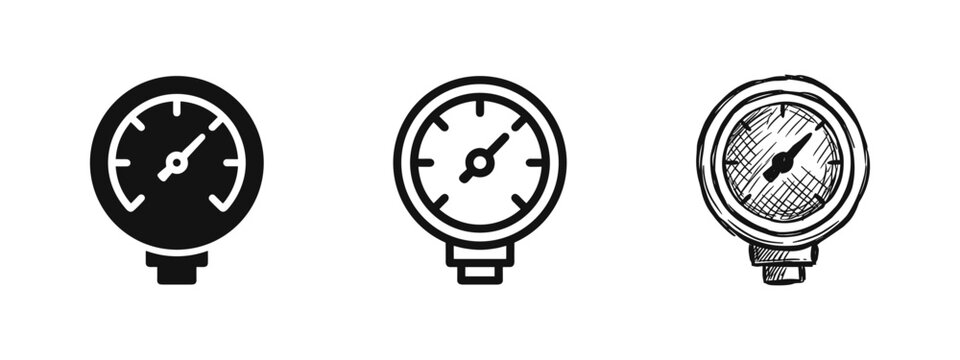 Pressure gauge or manometer monitoring measurement icons
