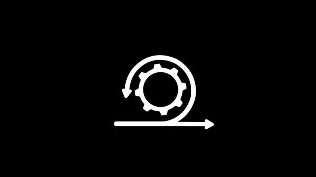 Agile Workflow and Process Development Icon - Project Management, Scrum Methodology, Gear and Cycle Animation, Business Efficiency and Continuous Improvement Motion Graphics.