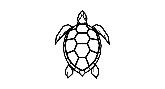Sea turtle shell pattern top view vector logo icon.