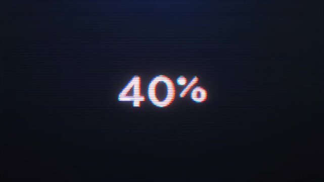 Glowing 40 Percent Sign on Dark Blue Background for Sales