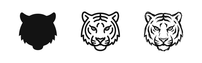 Tiger Head Icons Set, Vector Illustration © drawing lines