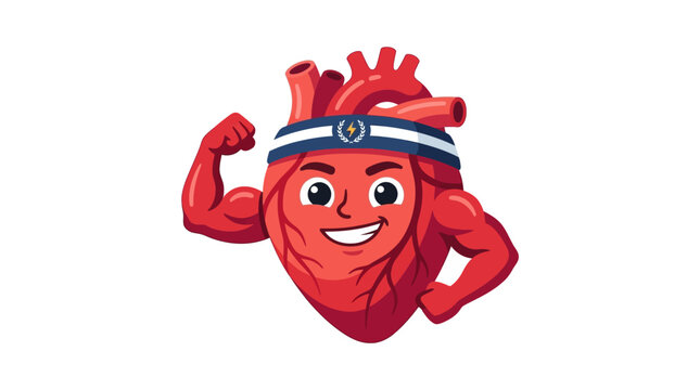 Strong Athletic Heart Mascot Character