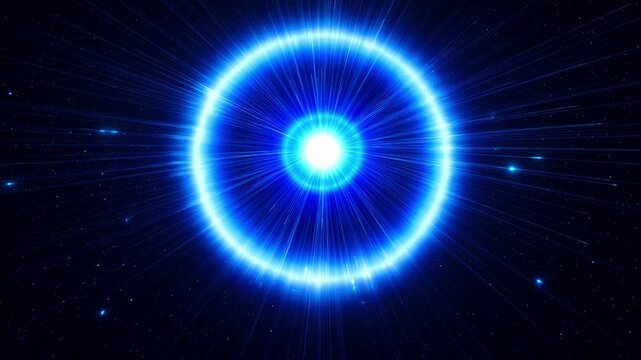 Glowing blue energy portal or celestial star burst abstract background animation
