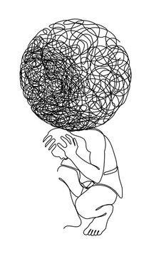 Man Struggling Under Chaos and Problem Concept Animation