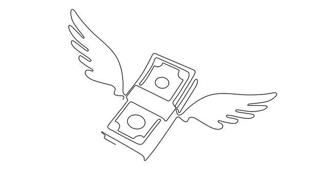 A wad of money with wings in full flight