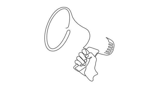 Human Hand Holding Megaphone Line Art Illustration