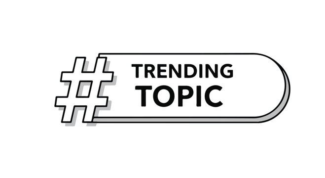 Minimal monochrome hashtag trending topic badge label icon.