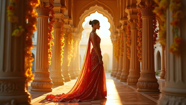 Luxury Fashion Editorial Traditional Saree in Palace