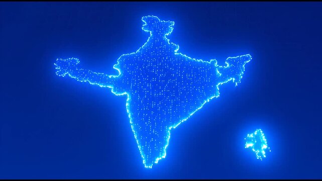 India map digital glow animation: futuristic technology network and connectivity concept