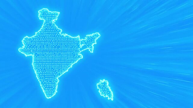 India map digital glowing network connection abstract background, motion geography