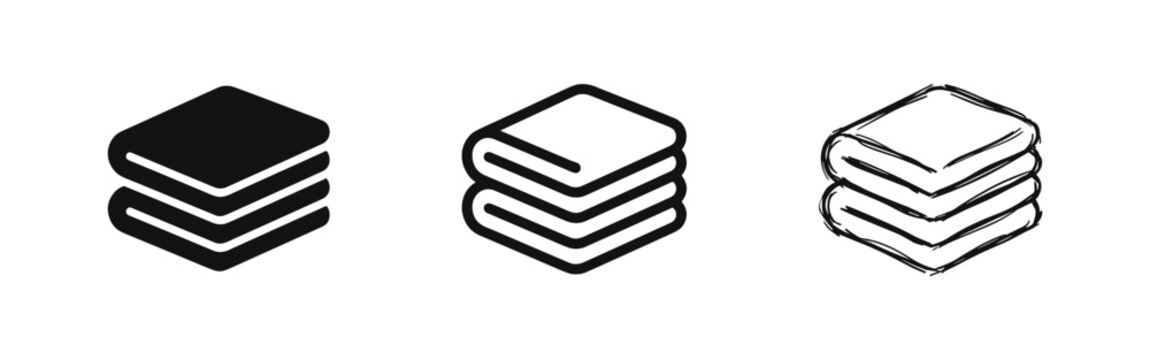 Stack of folded towels icon set in glyph, outline, and sketch style