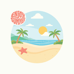 Fototapeta premium Enjoy Summer Flat Beach Background Vector