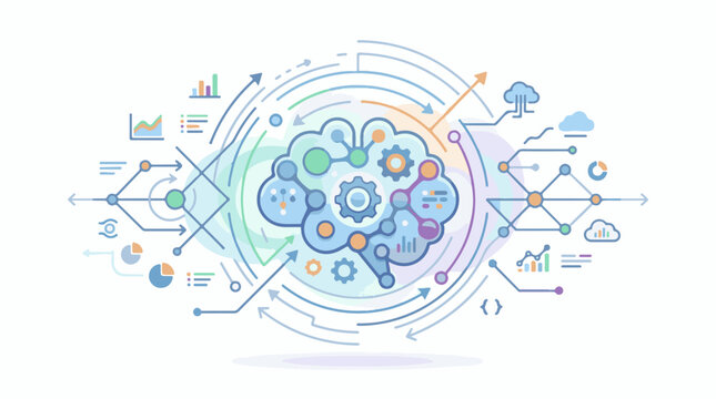 Abstract representation of artificial intelligence and data processing