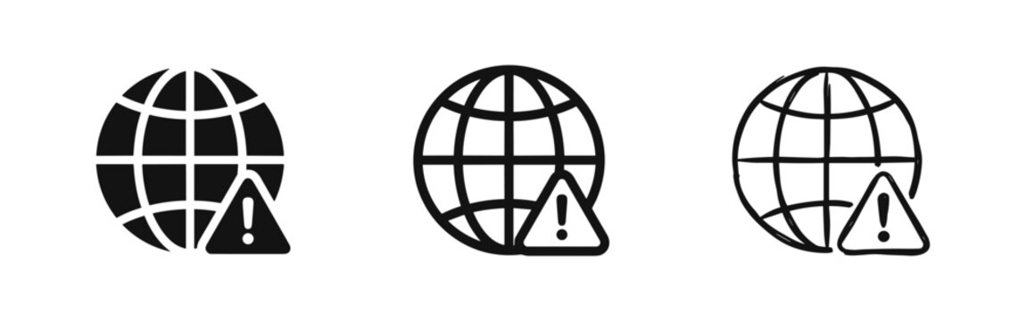 Global Internet Alert Error World Icon Set