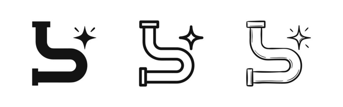 Plumbing pipe icon set, maintenance, repair and clean pipeline concept