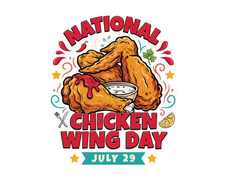 NATIONAL CHICKEN WING DAY vector illustration isolated on white background