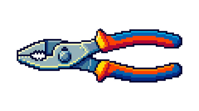 Pixel Art Pliers Tool Illustration.