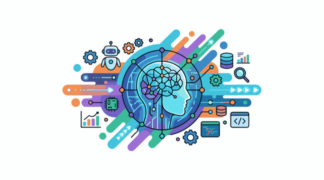 Abstract representation of artificial intelligence and data processing (5)