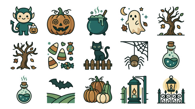 Halloween themed illustrations depict various spooky and festive elements in hell 209.