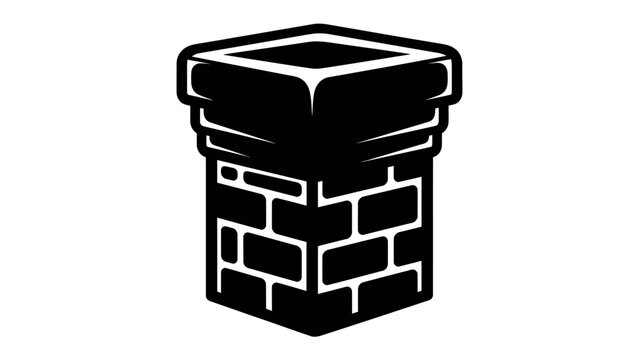 Chimney Icon: A stylized black and white illustration of a chimney, constructed from brick, stands tall against a clean backdrop.