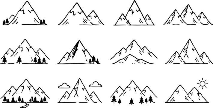 set of mountain vector