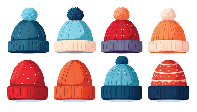 Colorful Winter Knit Beanie Hats.