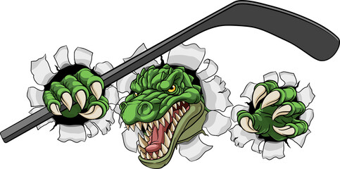 A crocodile, dinosaur or alligator lizard hockey sports mascot  © Christos Georghiou