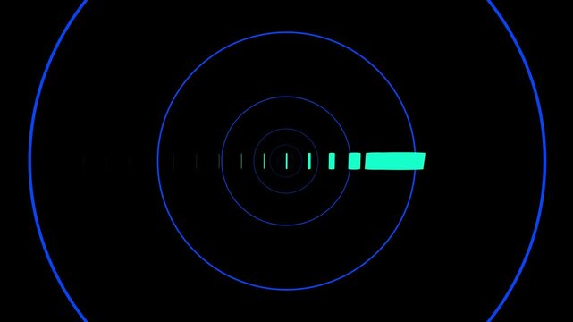 Digital animation scales abstract blue circle tracks. Matrix digital animation arrays database network elements. Technical digital animation loops terminal dashboard graphics.
