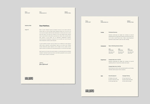 Clean Resume Template and Cover Letter Design for Job Seekers
