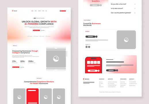 Modern Website Landing Page Wireframe Layout