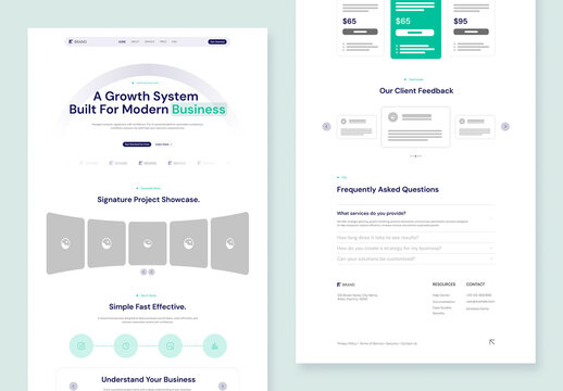 Wireframe Landing Page Template for Website Prototyping UX Design