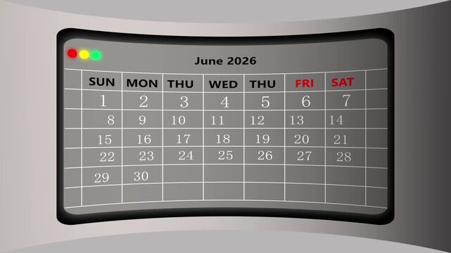 Calendar animation curves scheduling sheets. Digital calendar animation screens technical monitor readouts. Modern calendar animation highlights weekend timeline milestones.