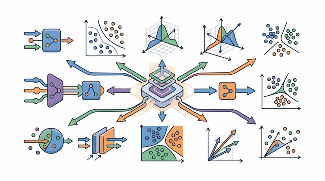 Abstract visualization of data processing and machine learning algorithms (4)