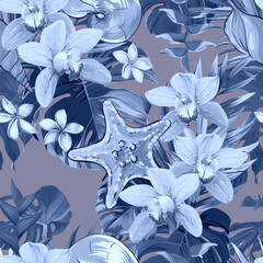 Tropical pattern. Paradise plants and flowers. Hawaiian pattern. Exotic, tropics © Alaska_artworks