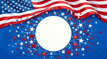 Obraz premium American flag with stars and blank circle for text or design