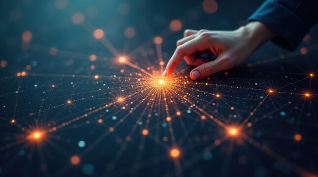 Concepto de toma de decisiones empresariales visualizado mediante nodos interconectados de tipo neuronal