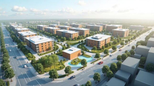 Proyecto de reurbanizaci&oacute;n urbana a gran escala que combina edificios comerciales modernos