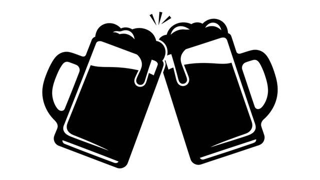 Cheers to Good Times: Two frothy mugs of beer clink together in a celebratory toast, symbolizing friendship and good cheer.