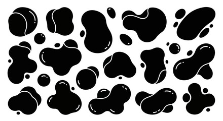 Fototapeta premium Abstract Black Ink Splatters, Droplets, and Blobs on White Background