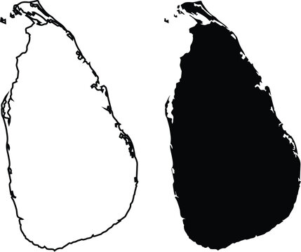 map of sri lanka set. black silhouette. flat.  laser cut. circuit vinyl cut. commercial use