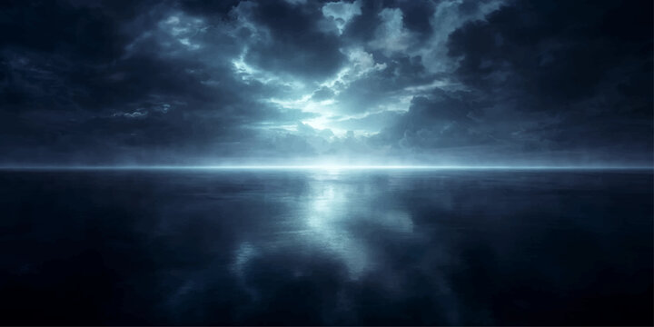 Sun and Clouds in Blue Sky with Dramatic Cloudscape and Stormy Weather Atmosphere
