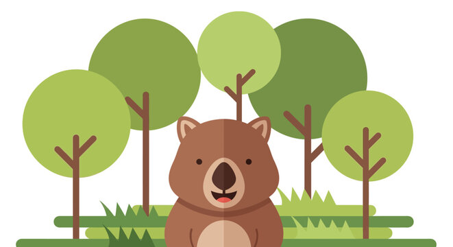 Cute Wombat in a Stylized Forest