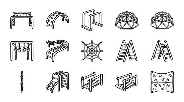 Outdoor Playground Equipment Set: Jungle Gym, Climbers, Swings, Slides, Rock Climbing Wall