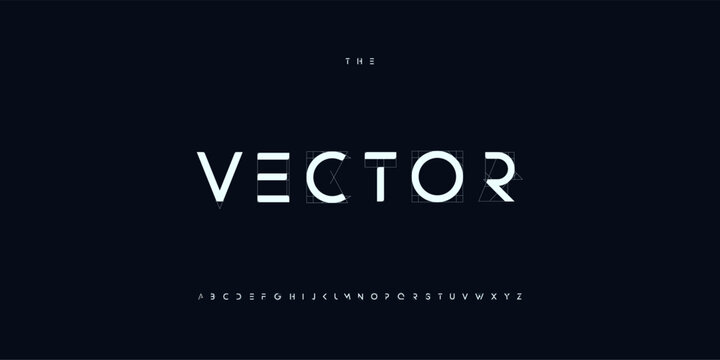 Architect Font Logo Alphabet Blueprint Letter Set Modern Typography, Creative Typographic Design for Architectural Title Text, Technical Project Headline and Logotype, Contour Fonts. Vector Typeface